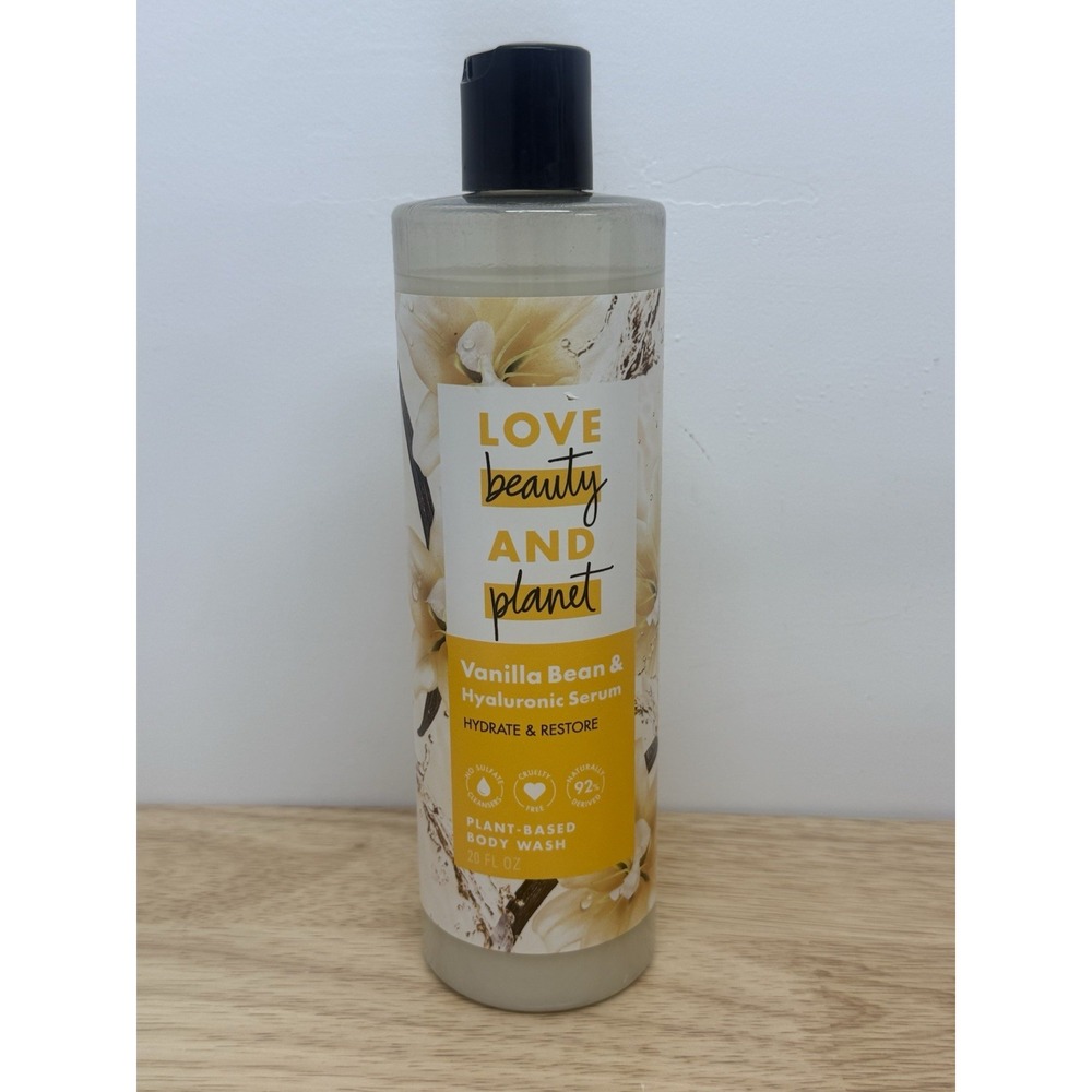 Plant-Based Body Wash Hydrate & Restore Vanilla Bean & Hyaluronic Serum No Sulfa